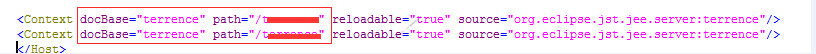 删除“server.xml”中重复定义的文件中，可以看到重复定义的context