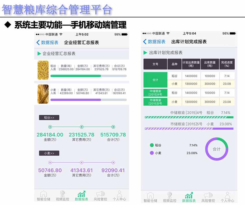 智慧化粮库综合数字管理系统平台手机移动端管理